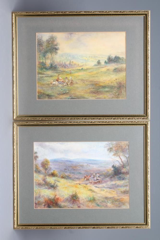 WALTER STINTON Moorlands with a carter and his family and dog in a horse drawn cart Image