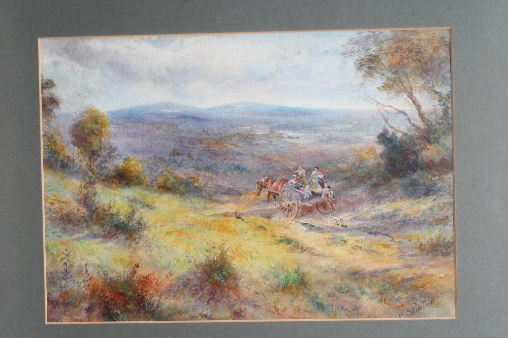 WALTER STINTON Moorlands with a carter and his family and dog in a horse drawn cart Image