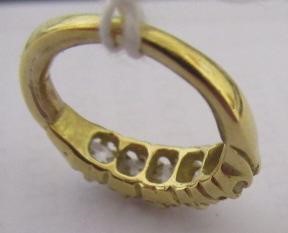 A FIVE STONE DIAMOND HALF HOOP RING, the old cut stones each of approximately 0.25cts, all claw set Image
