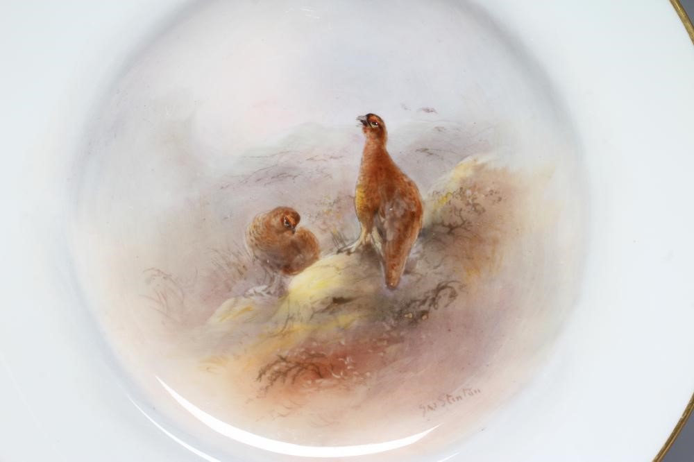 JAMES STINTON - TWO ROYAL WORCESTER PORCELAIN CABINET PLATES centrally painted with landscape Image