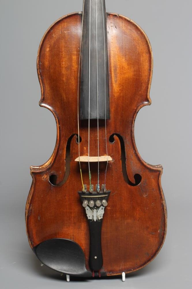 A VIOLIN with 14" one piece back Image