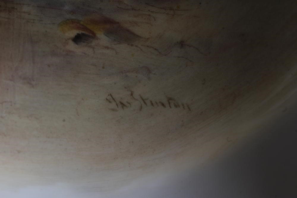 JAMES STINTON - THREE ROYAL WORCESTER PORCELAIN CABINET PLATES centrally painted with 'Woodcock' Image