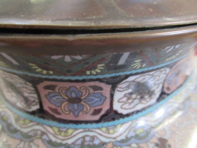 A LARGE PAIR OF CHINESE CLOISONNE ENAMEL VASES of flattened oval section Image