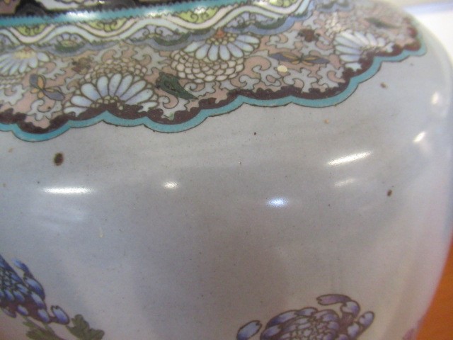 A LARGE PAIR OF CHINESE CLOISONNE ENAMEL VASES of flattened oval section Image