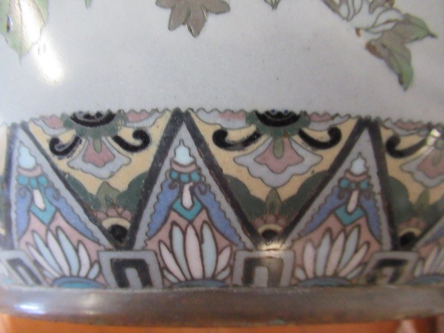 A LARGE PAIR OF CHINESE CLOISONNE ENAMEL VASES of flattened oval section Image