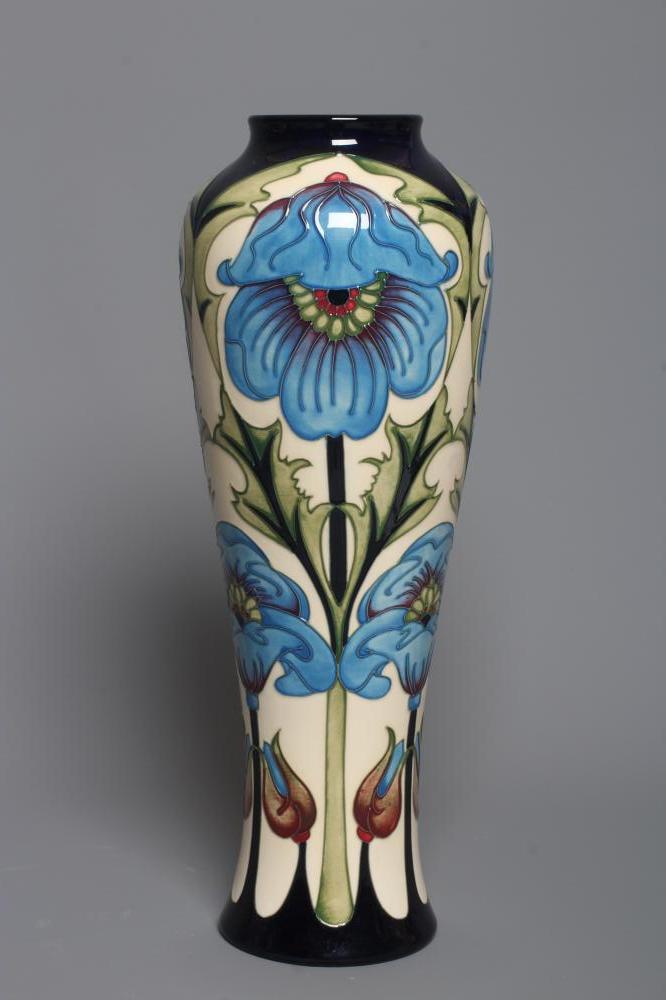 A MOORCROFT POTTERY MECONOPSIS TALL VASE, 2012, designed by Rachel Bishop, of inverted baluster Image