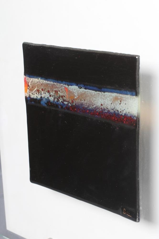 DAVID BEZ (b.1966) Glass Abstract Sculpture, signed lower left, 8" square, mounted on a rectangular Image