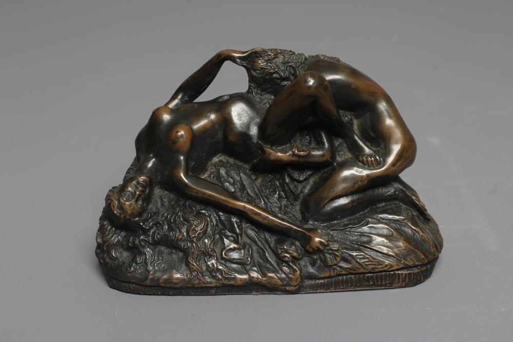 AFTER JOSPEH LAMBEAUX (1852-1908) 'Two Female Lovers', bronze female figure group, signed Image