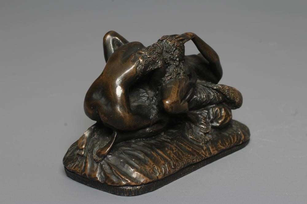 AFTER JOSPEH LAMBEAUX (1852-1908) 'Two Female Lovers', bronze female figure group, signed Image