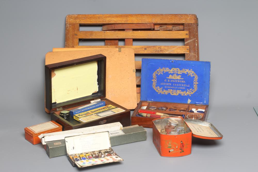 ERNEST F HILL RBSA (act.1897-1940) A collection of watercolour and artist materials used by Ernest Image