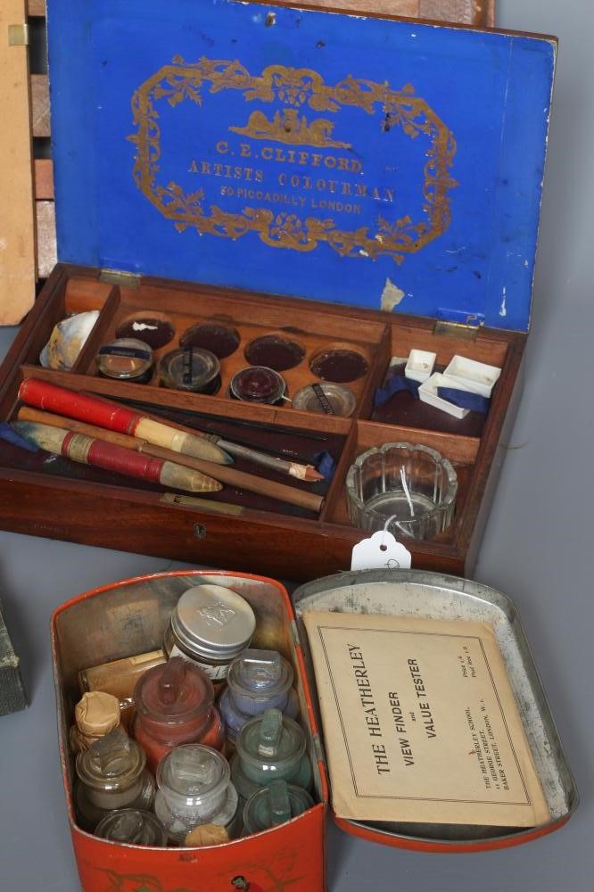 ERNEST F HILL RBSA (act.1897-1940) A collection of watercolour and artist materials used by Ernest Image