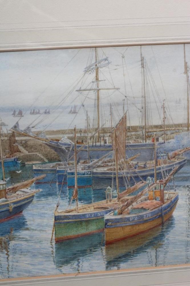 ERNEST F HILL RBSA (act.1897-1940) Mousehole Harbour, signed lower left, watercolour, 9 3/4" x 14 Image