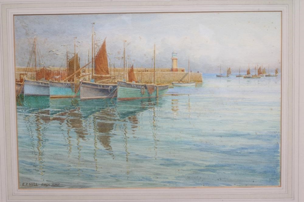 ERNEST F HILL RBSA (act.1897-1940) The Harbour, St Ives, signed lower left, watercolour, 10" x 15", Image