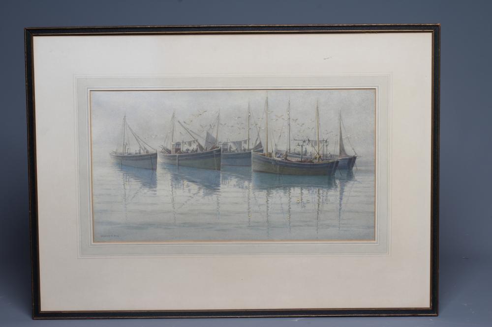 ERNEST F HILL RBSA (act.1897-1940) Waiting for the Morning Mist to Lift Image