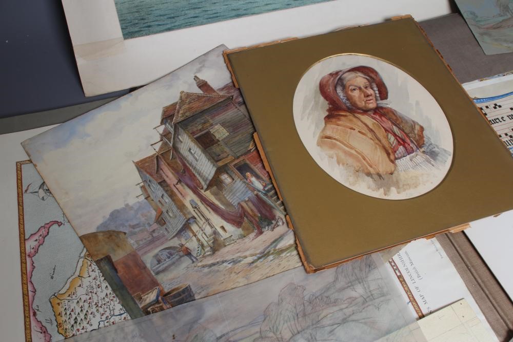 ERNEST F HILL RBSA (act.1897-1940) A folio of unframed work with artist's name and address written Image