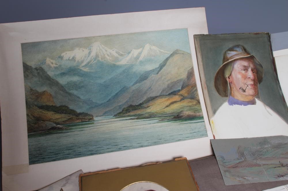 ERNEST F HILL RBSA (act.1897-1940) A folio of unframed work with artist's name and address written Image