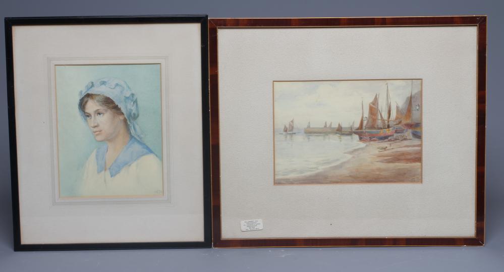 CATHERINE HILL (exh.1930's) Harbour Scene with Fishing Boats at Low Tide Image