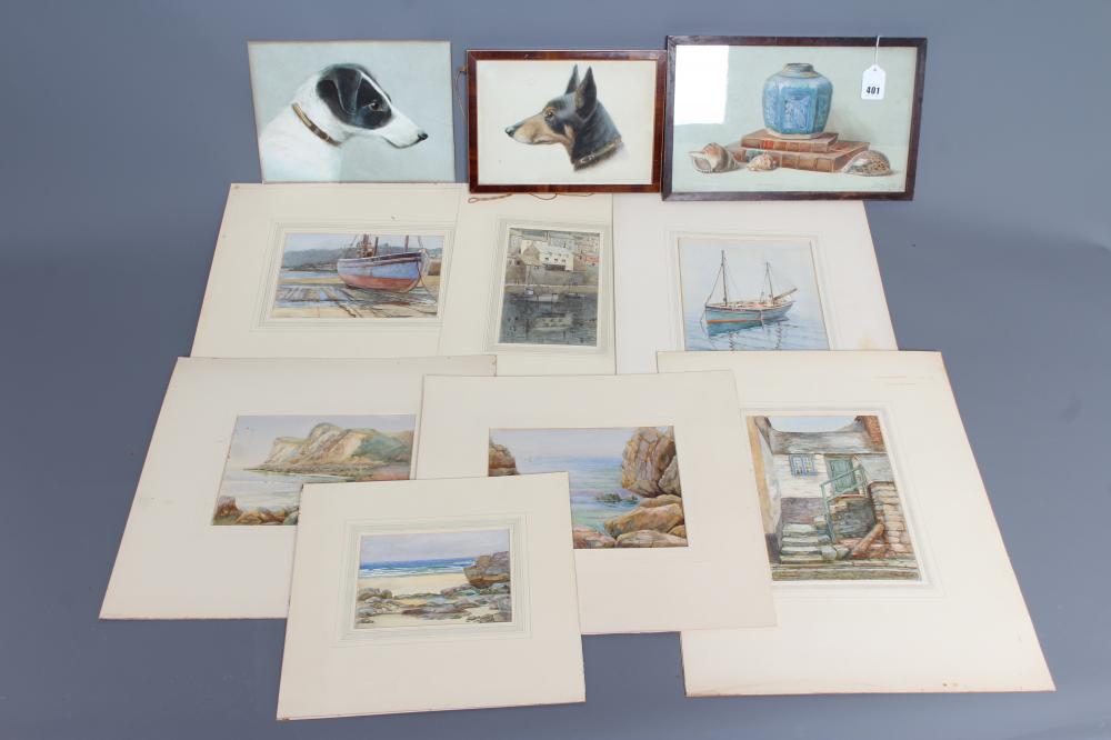 CATHERINE HILL (exh.1930's) Ten watercolours comprising three harbour scenes of Penzance Image