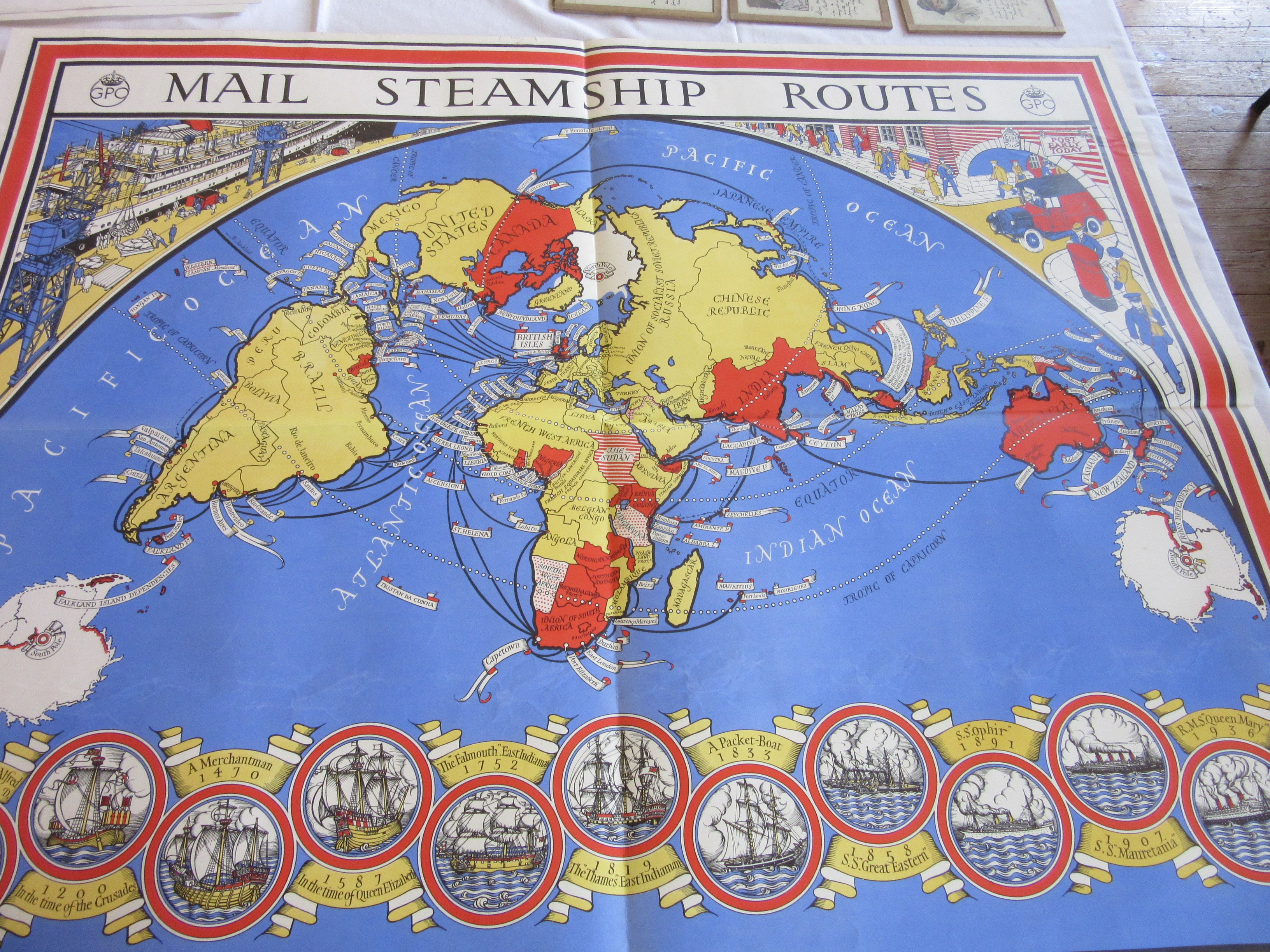 MACDONALD GILL (1884-1947) Mail Steamship Poster, lithograph in colours, P R D 182 bottom right Image
