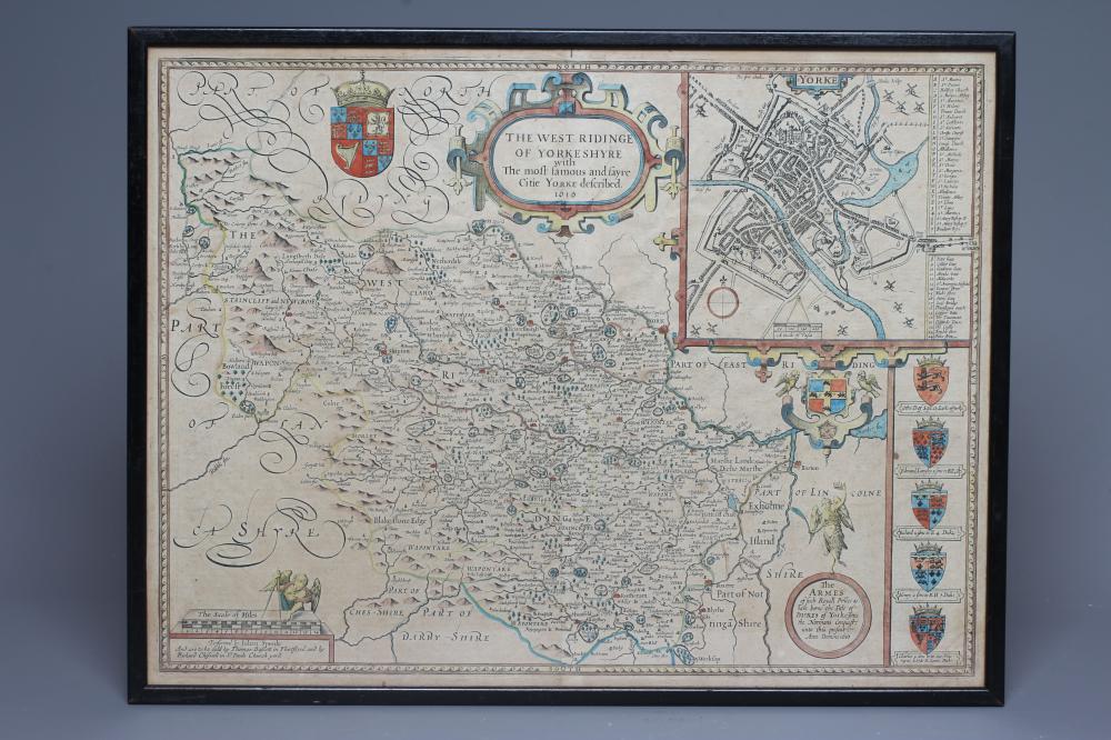 JOHN SPEED (1551-1629) Map of the the West Riding of Yorkshire, engraving with later hand colouring, Image