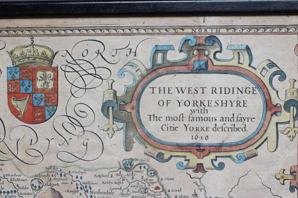 JOHN SPEED (1551-1629) Map of the the West Riding of Yorkshire, engraving with later hand colouring, Image