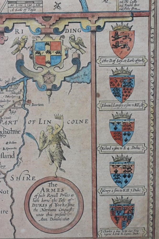 JOHN SPEED (1551-1629) Map of the the West Riding of Yorkshire, engraving with later hand colouring, Image