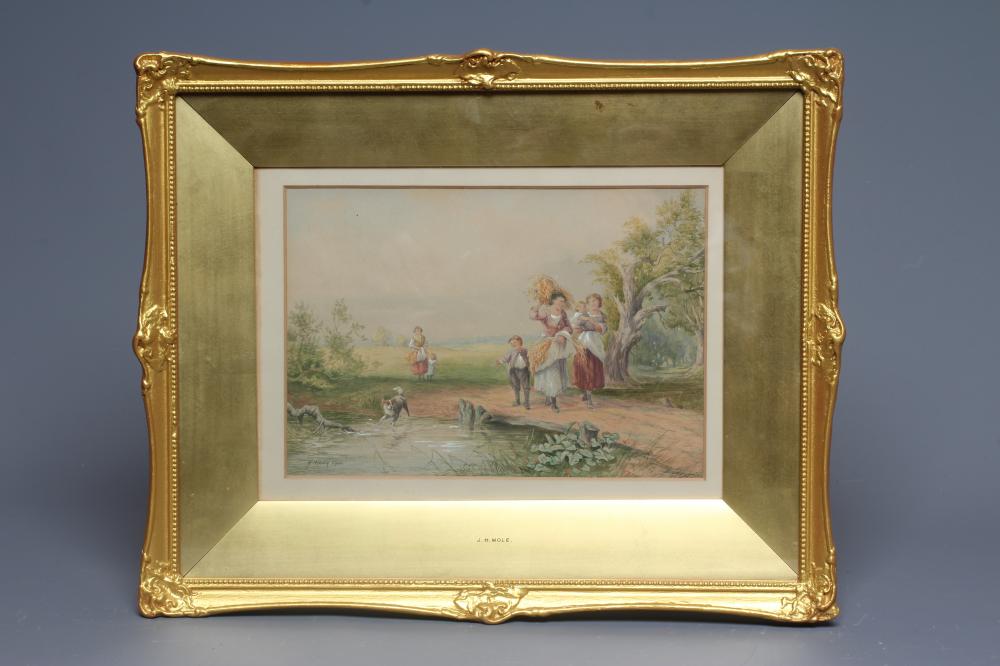 JOHN HENRY MOLE (1814-1886) Returning from the Harvest, signed lower left, watercolour, 6 3/4" x 9 Image