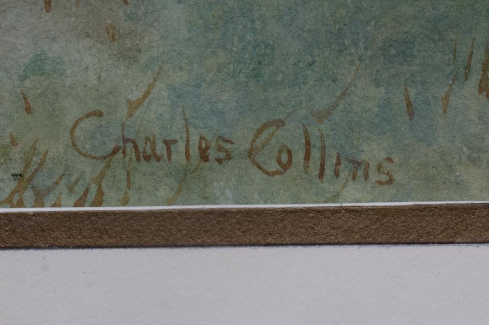 CHARLES COLLINS (c.1818-1899) Horses and Cattle in Open Fields, signed lower right, watercolour, 10" Image