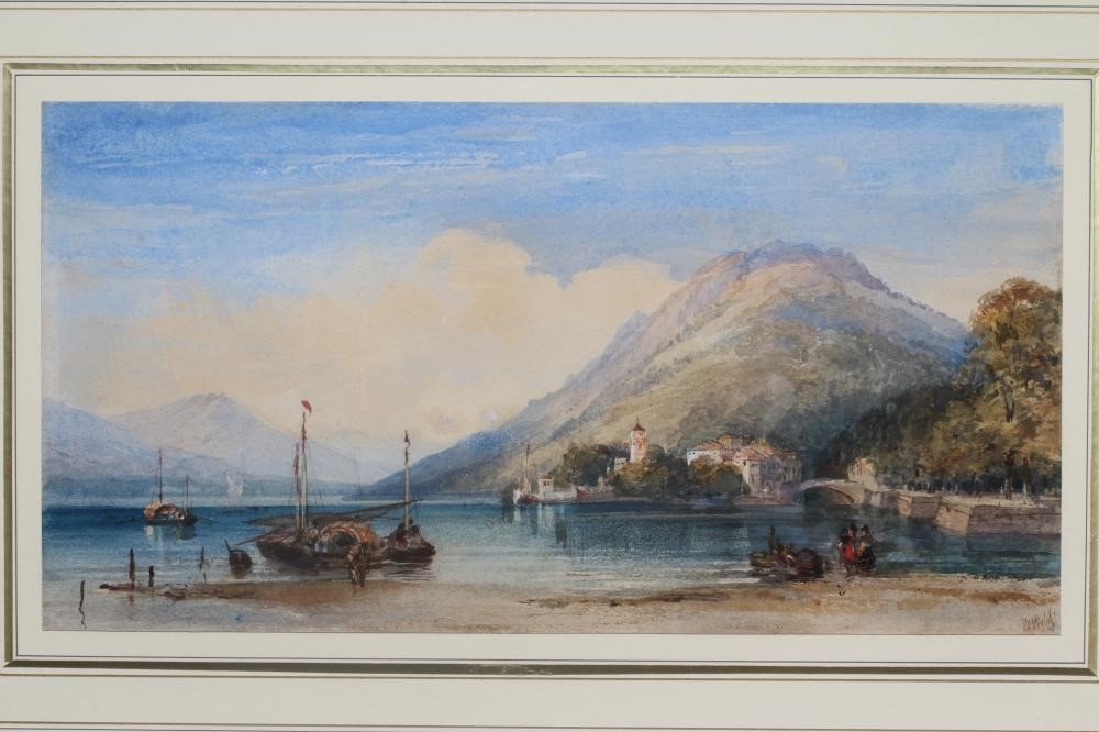 WILLIAM WYLD RI (1806-1889) Italian Lakes with figures to the Foreground, signed lower right, Image