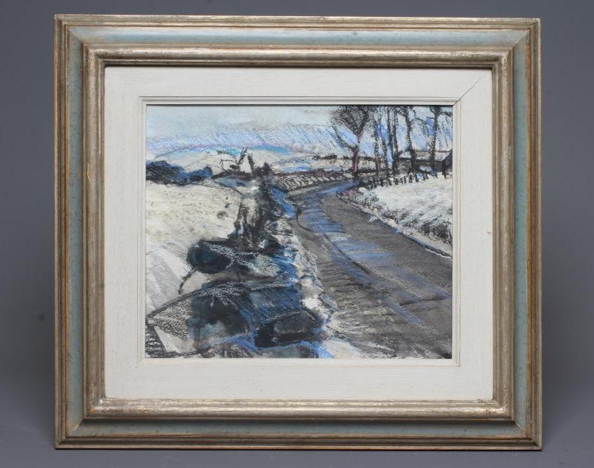 GODFREY TONKS (b.1948) Winter Rural Lane, signed lower left, pastel, 9 1/2" x 11 1/2", framed and Image