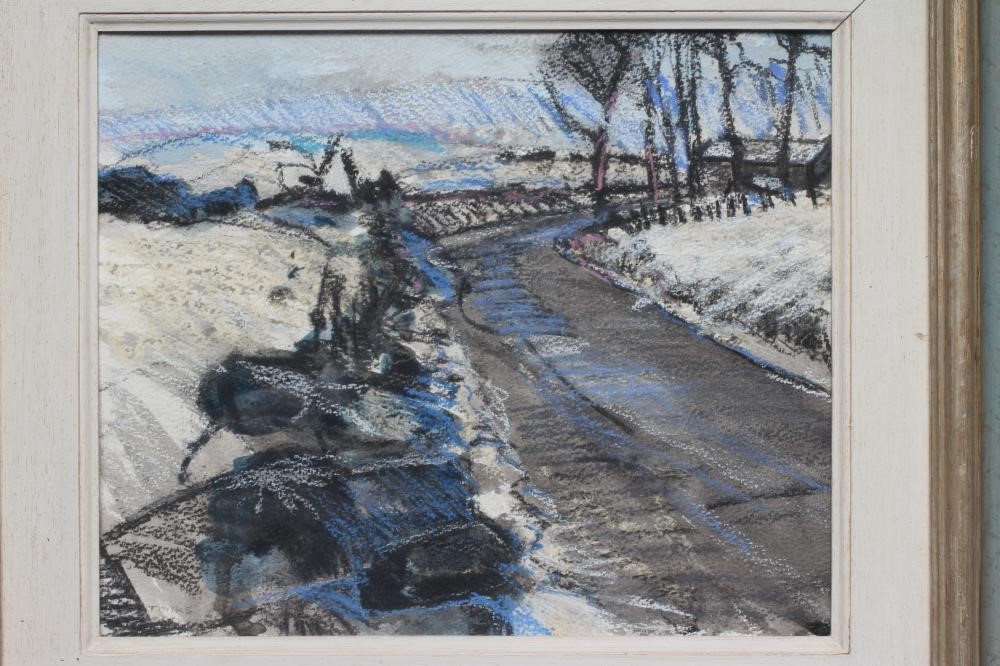 GODFREY TONKS (b.1948) Winter Rural Lane, signed lower left, pastel, 9 1/2" x 11 1/2", framed and Image