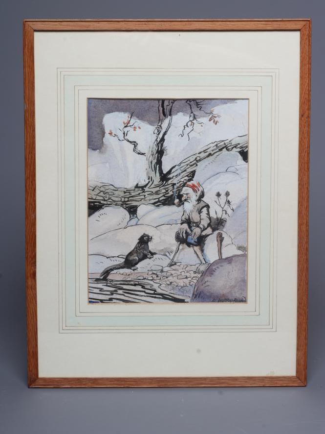 DENYS WATKINS-PRITCHARD (1905-1990) Illustration with Otter and Elf, signed lower right, Image