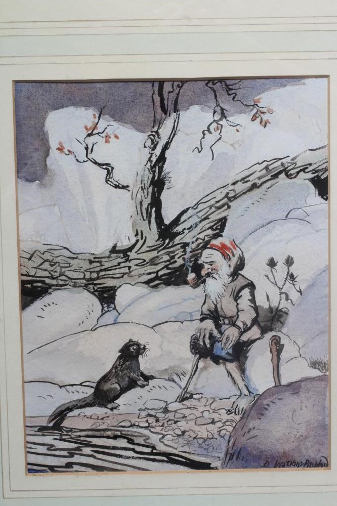 DENYS WATKINS-PRITCHARD (1905-1990) Illustration with Otter and Elf, signed lower right, Image