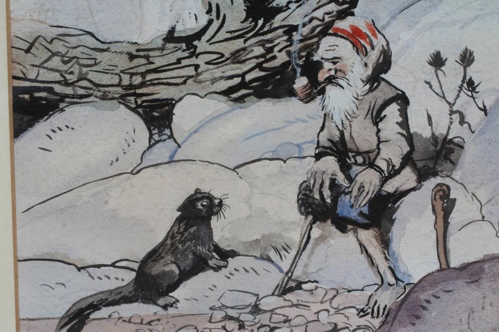 DENYS WATKINS-PRITCHARD (1905-1990) Illustration with Otter and Elf, signed lower right, Image