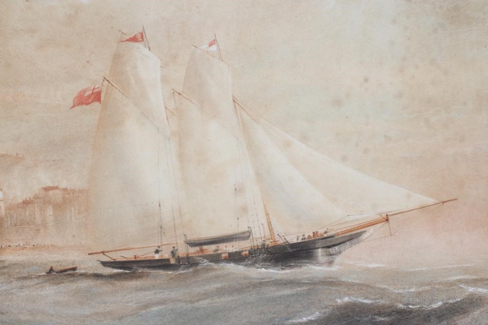 HENRY BARLOW CARTER (1803-1868) Schooner Leaving Scarborough Harbour Image