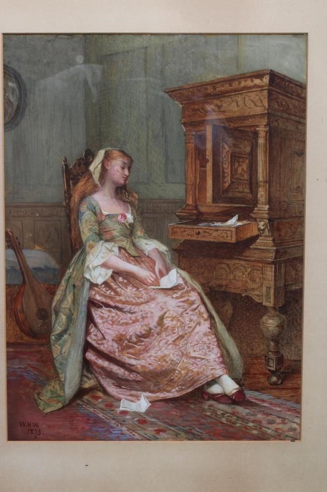 BRITISH SCHOOL (Late 19th Century) Young Lady Seated by a Lake Holding a Rose and Interior Scene Image