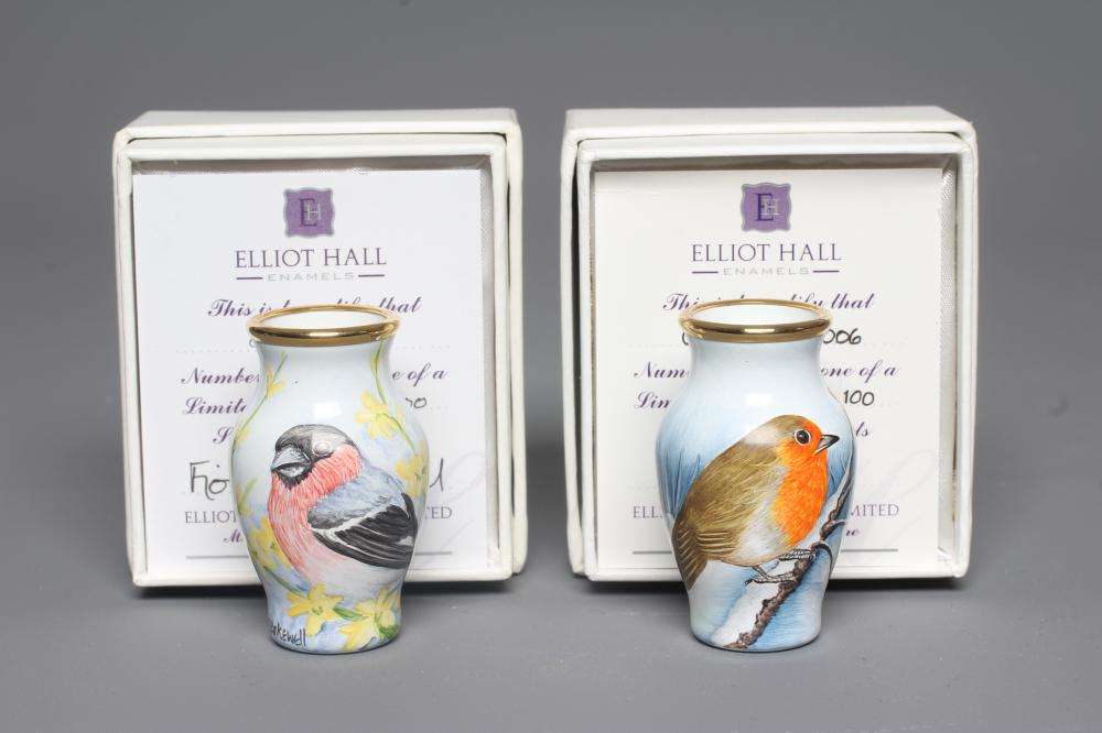 TWO ELLIOT HALL ENAMEL VASES of baluster form Image