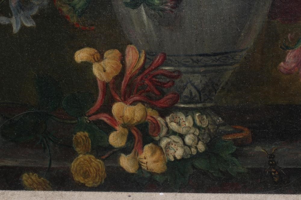 CONTINENTAL SCHOOL (19th Century) Still Life of Flowers in a Vase, oil on canvas, 15 1/2" x 12 1/2", Image