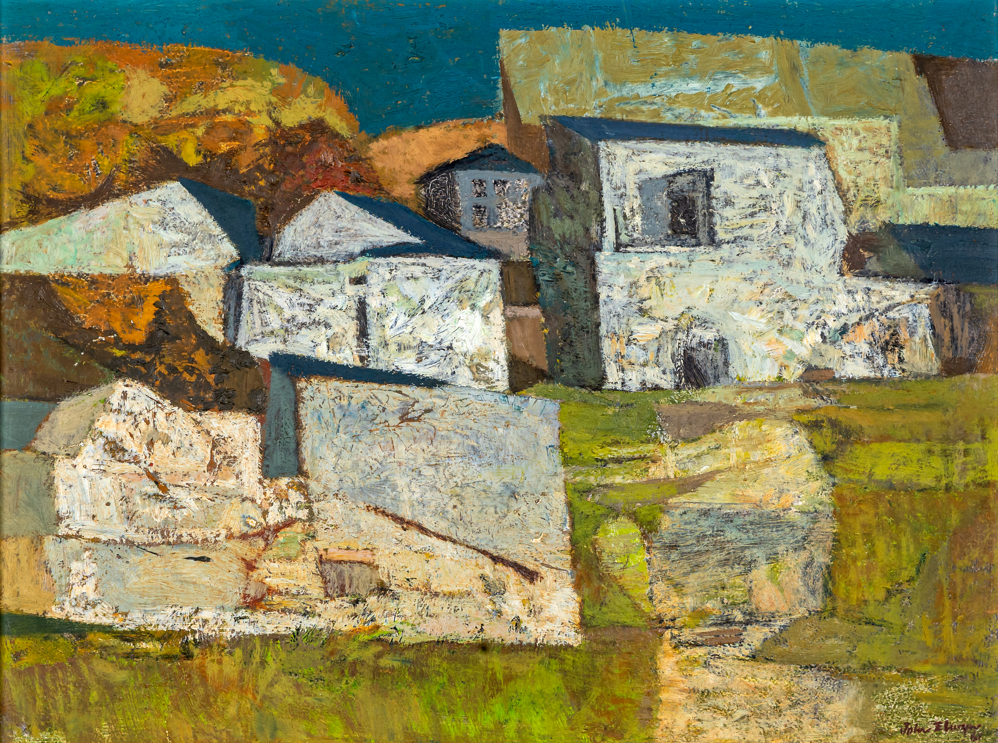 JOHN ELWYN (1916-1997) Welsh Landscape with Whitewashed Barns Image