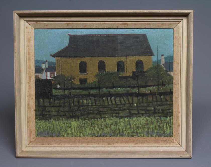 CHARLES BURTON (b.1929) Welsh Chapel, signed lower right, oil on panel, 11 1/2" x 14 1/2", framed Image