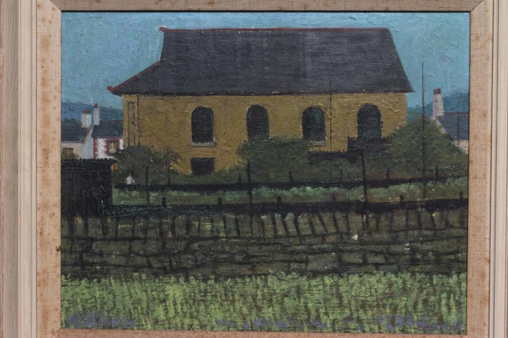 CHARLES BURTON (b.1929) Welsh Chapel, signed lower right, oil on panel, 11 1/2" x 14 1/2", framed Image