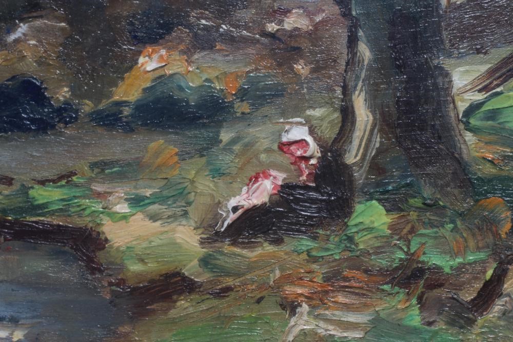 GABRIEL BREUIL (1885-1969) Lady Seated under a Tree in a Rural landscape, signed lower right, oil on Image