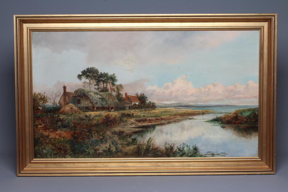ENGLISH SCHOOL (19th Century) Thatched Cottage Beside a River Estuary Image