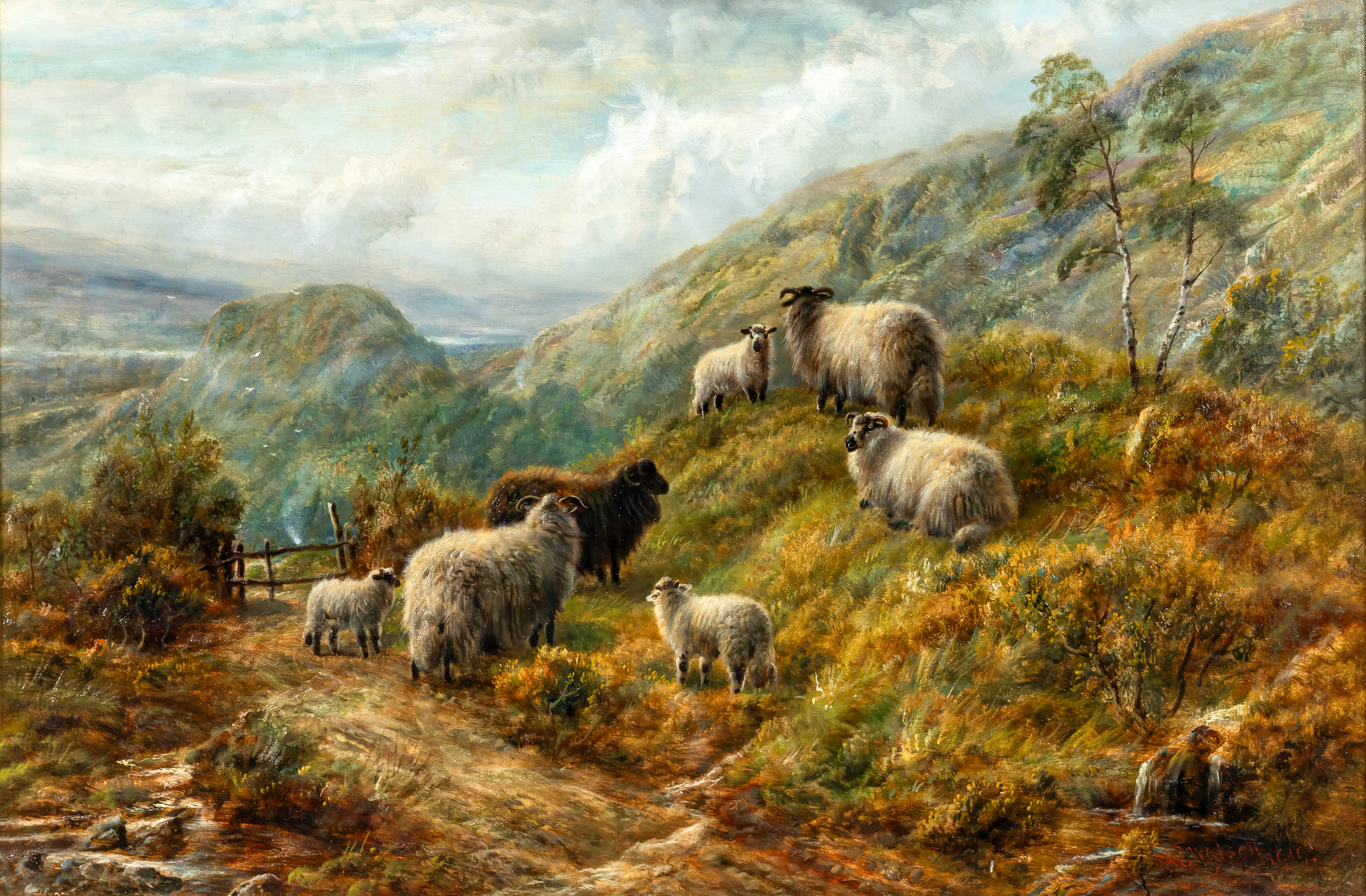 WILLIAM WATSON JNR (1847-1921) Highland Cattle in a Rugged Landscape and Sheep beside a Highland Image