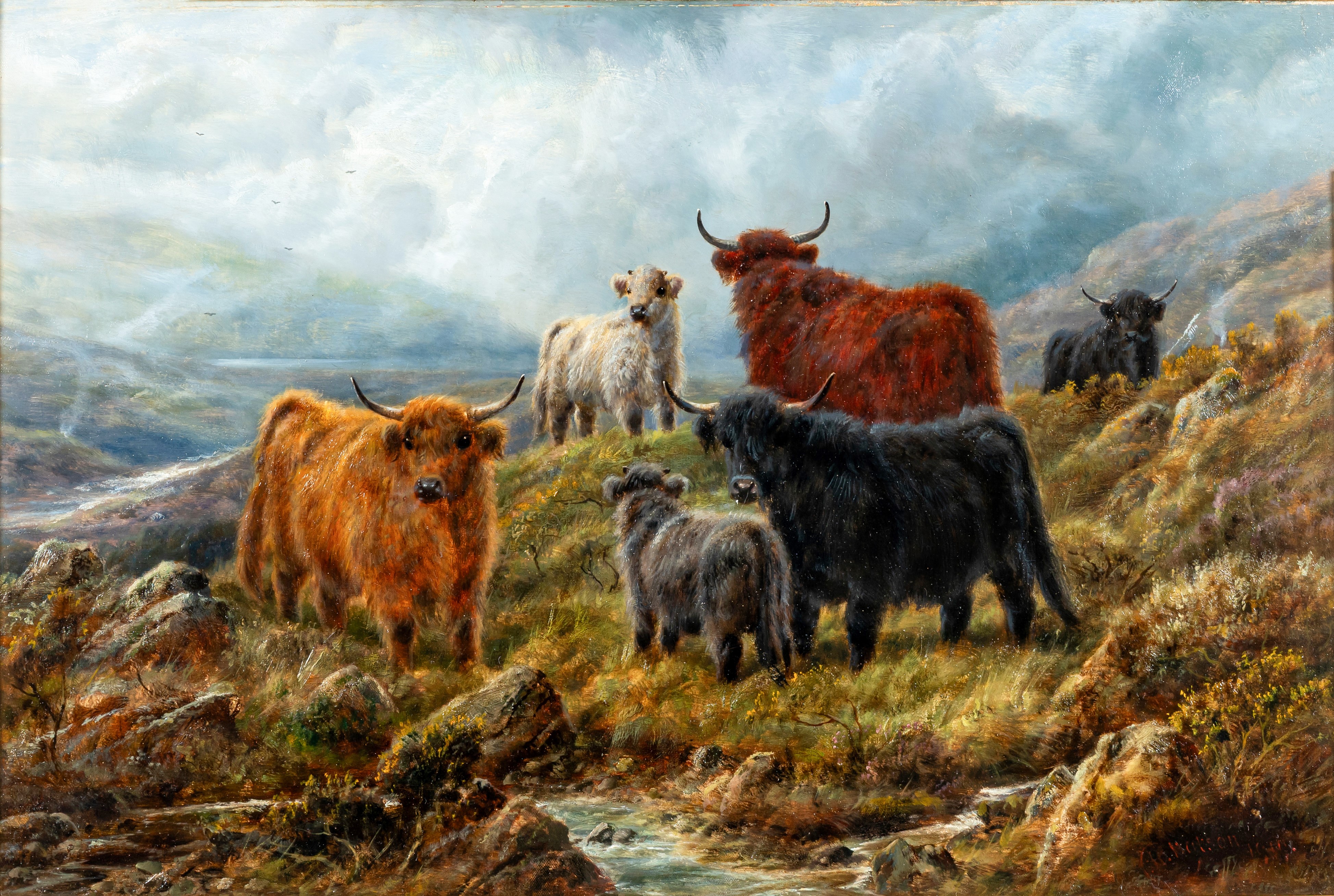 WILLIAM WATSON JNR (1847-1921) Highland Cattle in a Rugged Landscape and Sheep beside a Highland Image