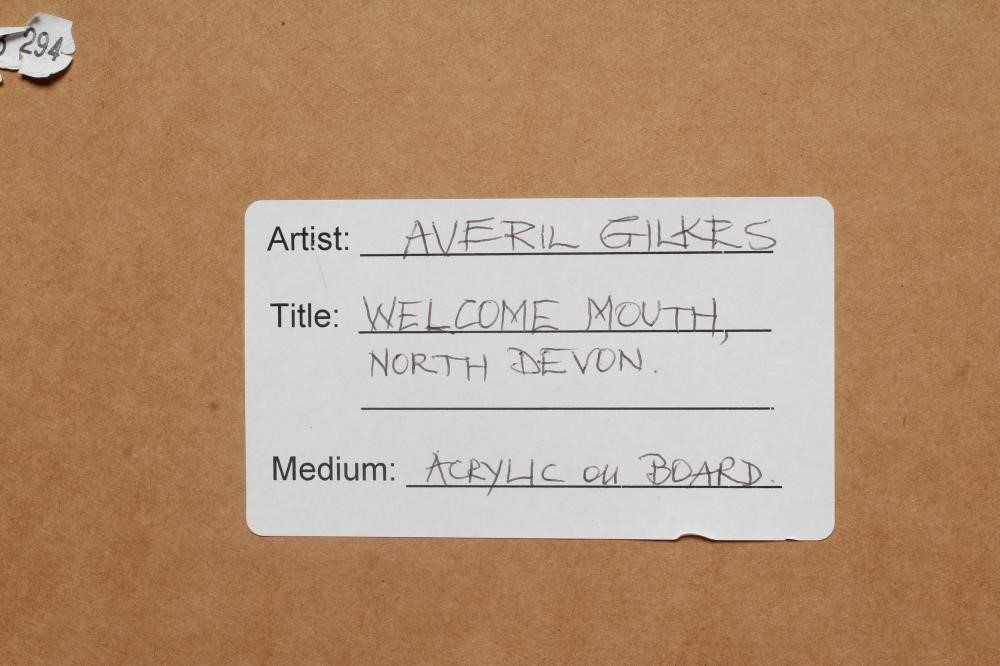 AVERIL GILKES (b.1945) Welcome Mouth, North Devon, signed lower left, acrylic on board, 11 1/2" x 11 Image