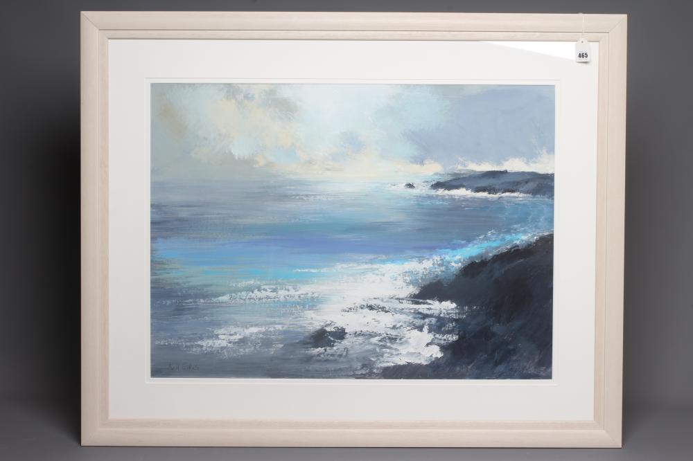 AVERIL GILKES (b.1945) West Bay, Dorset, signed lower left, acrylic on board, 24" x 32", framed and Image
