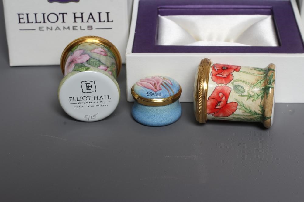 TWO ELLIOT HALL ENAMEL TALL BOXES both painted by E Todd Image