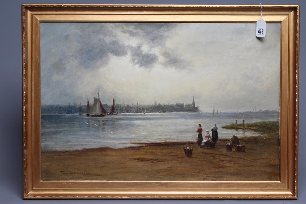 TOM SEYMOUR (1844-1904) Dordrecht, signed lower left, oil on canvas, 16" x 24", modern gilt frame Image
