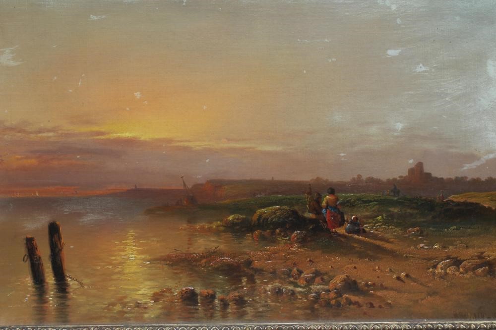 RICHARD B DAVID (act.1866-1870) Coastal view at Dusk, signed lower right, M Newman Gallery label Image